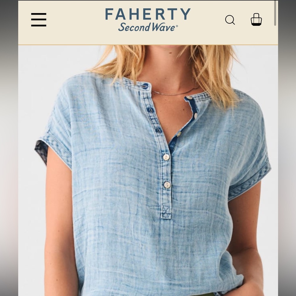 Faherty NWT Dream Cotton Gauze Desmond Top